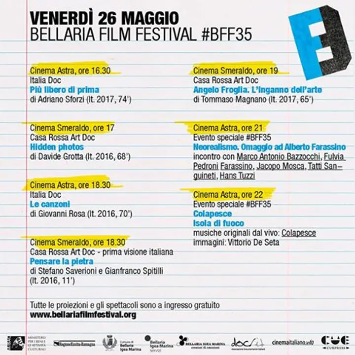 Bellaria Film Festival 35^ edizione dedicata ad Alberto Farassino