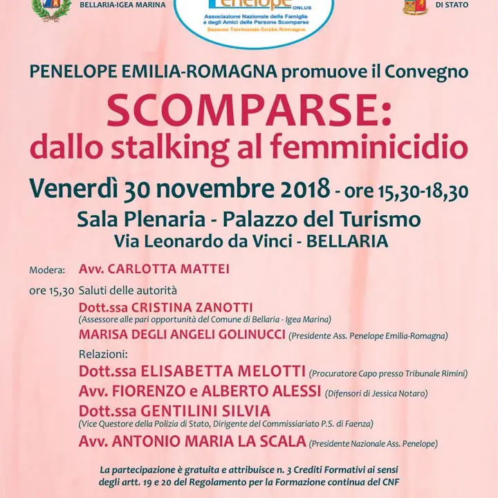 CONVEGNO "SCOMPARSE: dallo stalking al femminicidio"