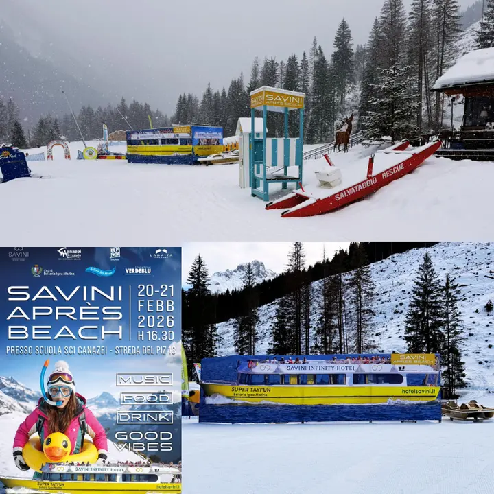 Una spiaggia di neve con Bellaria Igea Marina a Canazei