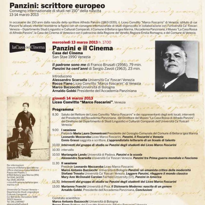 PANZINI: SCRITTORE EUROPEO 13-14 marzo 2013