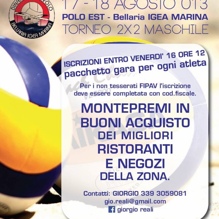 TORNEO BEACH VOLLEY 2x2 maschile 17-18 agosto 2013