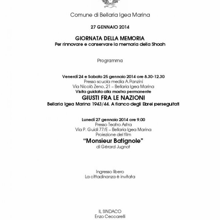 GIORNATA DELLA MEMORIA 24-25 gennaio 2014