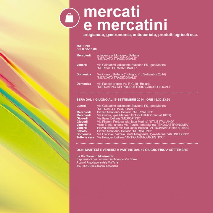 MERCATI E MERCATINI ESTATE 2014 giugno-settembre