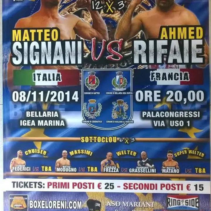 SIGNANI vs RIFAIE TITOLO EUROPEO PESI MEDI BOXE 06 dicembre 2014