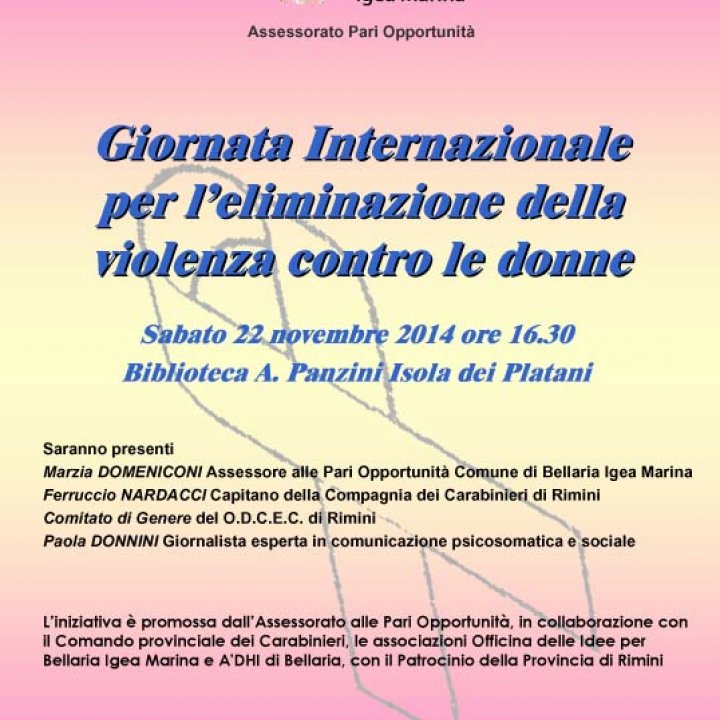 GIORNATA INTERNAZION PER ELIMINAZIONE VIOLENZA CONTRO LE DONNE 22 novembre 14