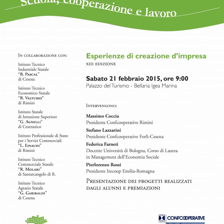 SCUOLA, COOPERAZIONE E LAVORO 21 febbraio 2015