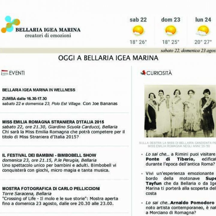 EVENTI WEEK END 22-23 agosto 2015